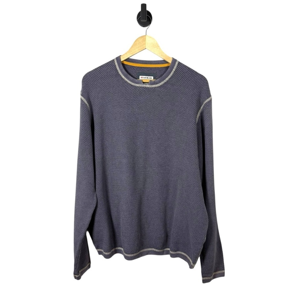32 Bar Blues Men’s Waffle Knit Thermal Notch Neck Pullover Blue-Grey XL
